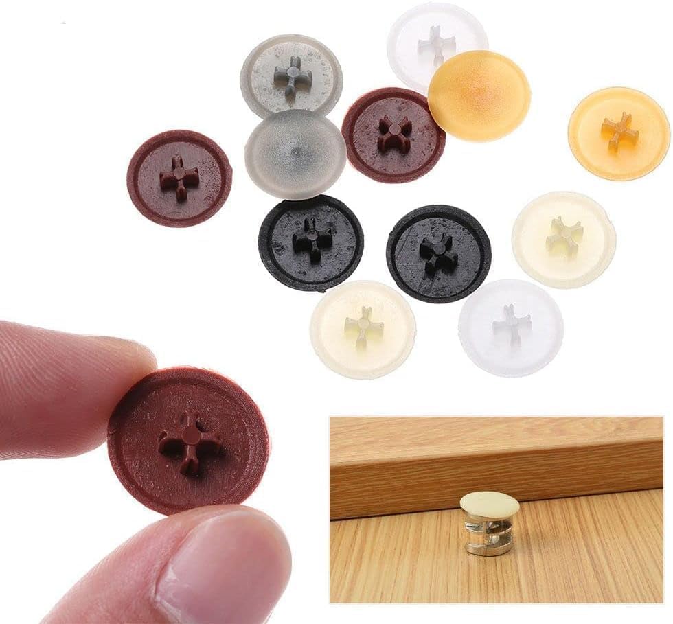 100-Pack White Screw Cap Covers - 11mm Plastic Self-Tapping Hole Covers For Cabinet & Furniture