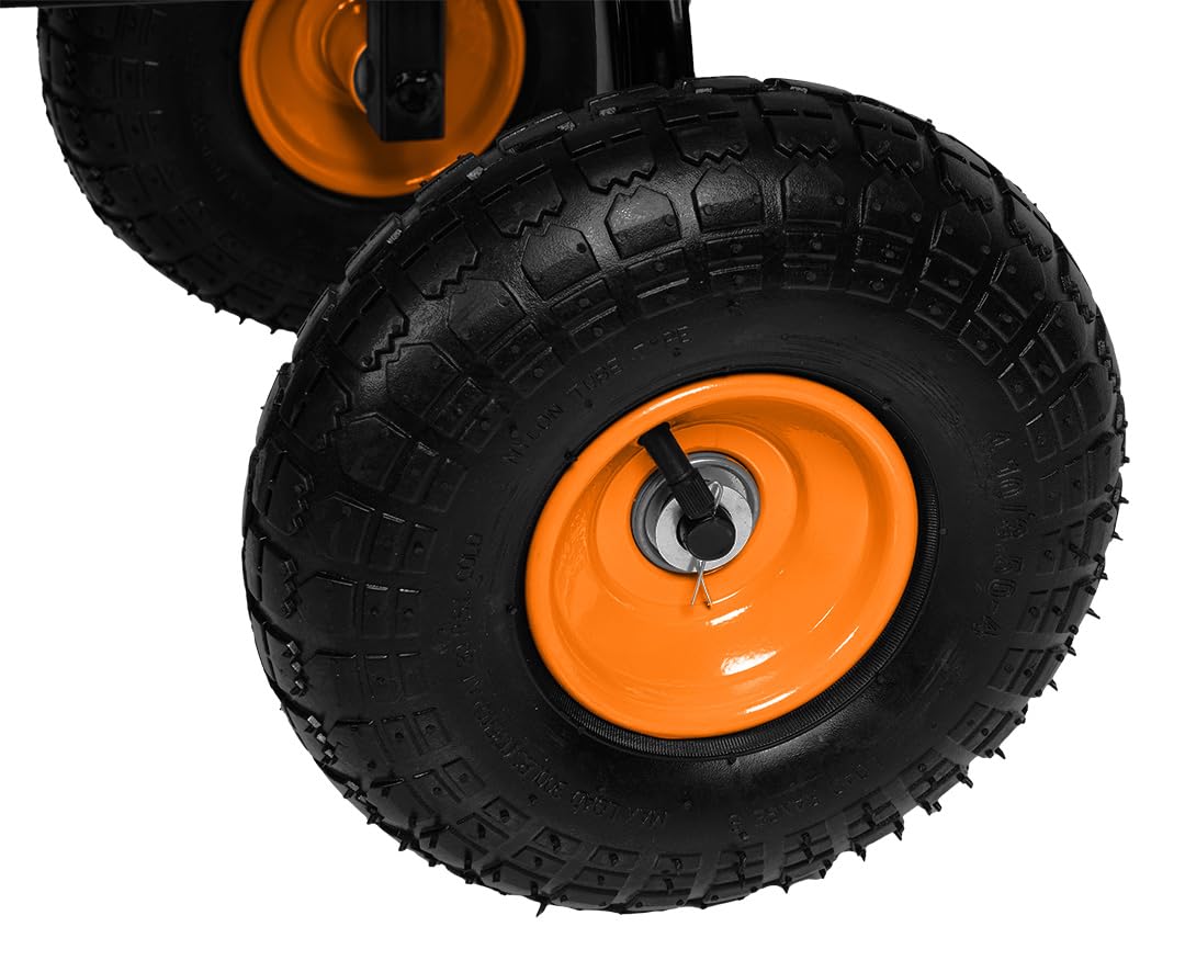 NEO TOOLS Bollerwagen 300 kg mit Metallgittern, Transportwagen | Mit Klappbaren Seiten, Stahlrahmen, Schwenkbare Vorderräder, Aufblasbare 10-Zoll-Räder, Handwagen, Gartenwagen, Gerätewagen