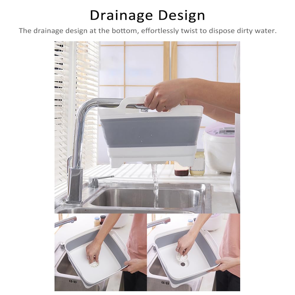 Bassine à vaisselle pliable avec poignées et bouchon de vidange, lavabo portable pour évier de cuisine, camping-car, camping