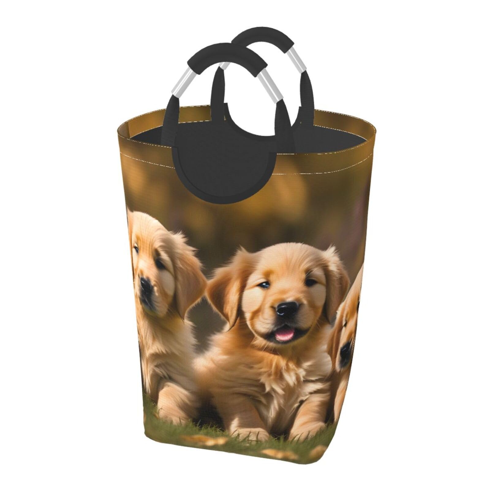 Panier à linge Golden Retriever autoportant en tissu imprimé