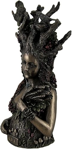 Miniatura 2 de Estatuas de resina Estatua de Gaia Madre griega Tierra Diosa y madre ancestral de toda la vida 4.75 x 9.75 x 4.25 pulgadas, bronce