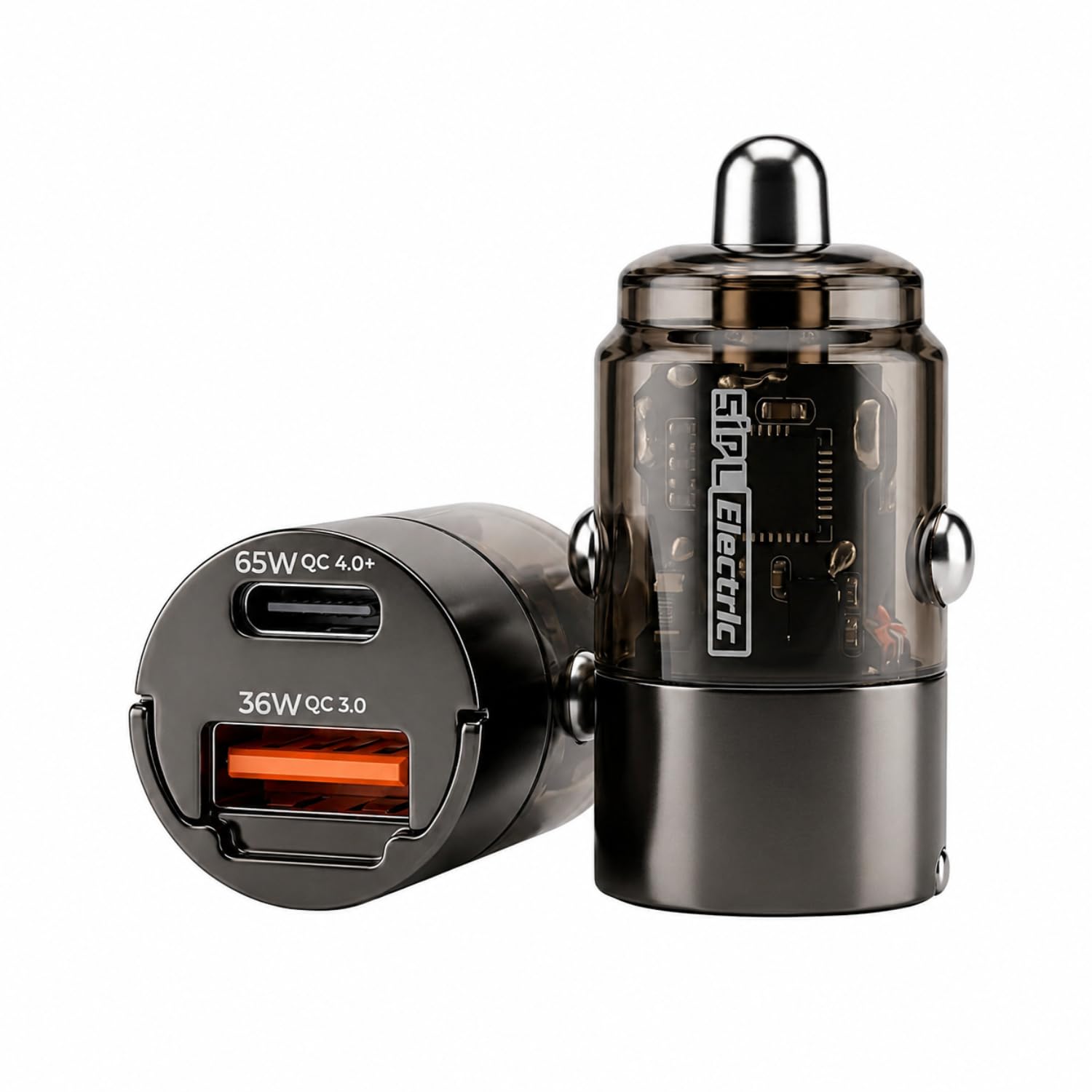SIPL Powertron 65W Dual Output Fast Car Charger | Transparent Design | USB-C(65W) + USB-A(36W) | Type C Fast Charging Adapter for Smartphones, Smartwatch, Earbud, Power Bank All Cars & Devices-picture-14