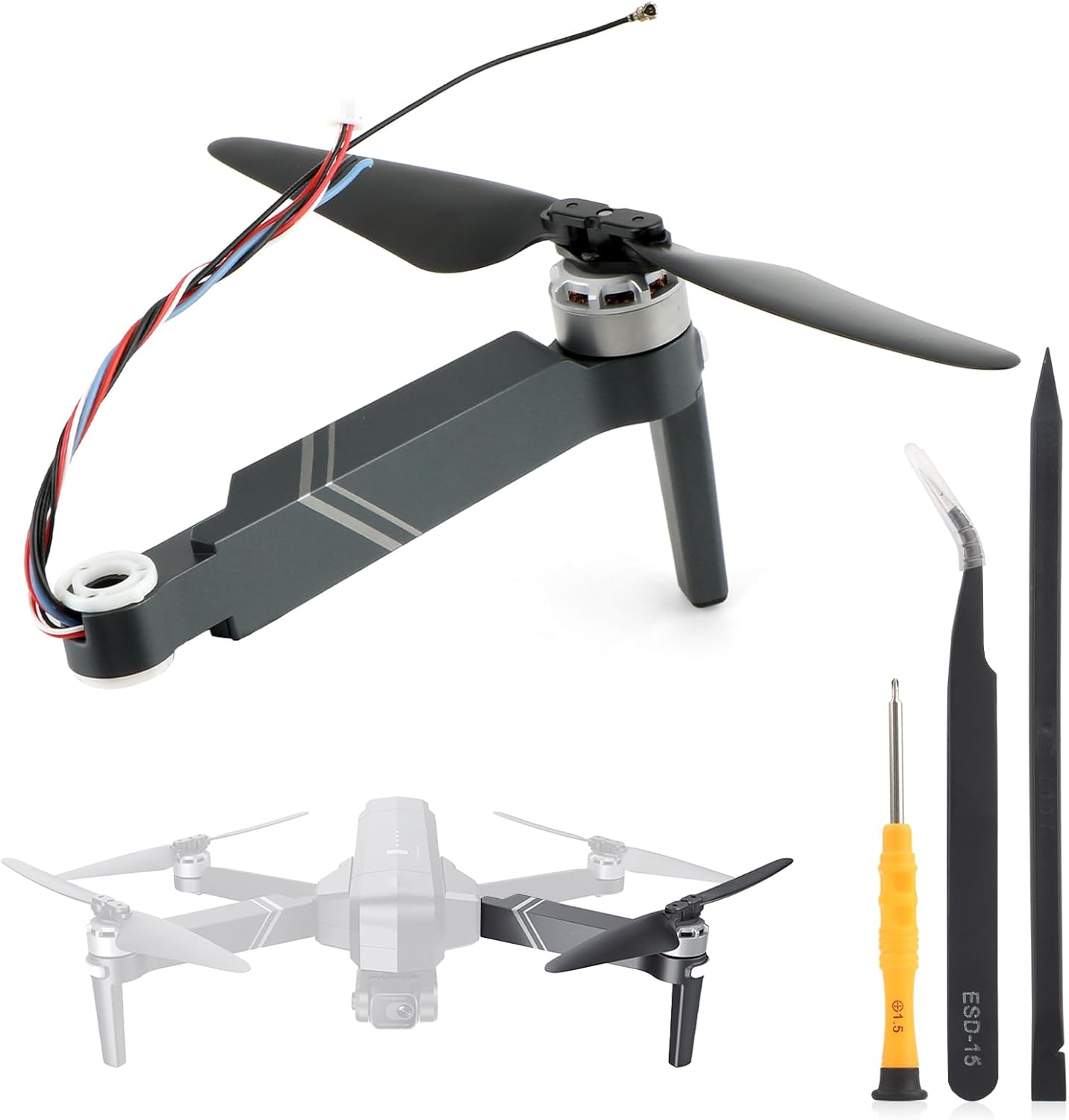 Left Front Arm for SJRC F11 Arms Replacement for F11 F11S F11Pro F11GIM F11GIM2 DE22 DE22Pro F24 F24Pro F35 4K Motor Arm Drone Accessories Parts with Repair Tools (Left Front)