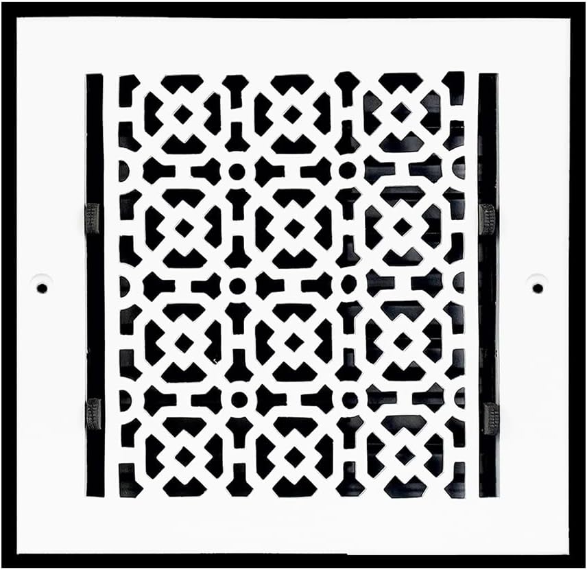 Achtek 7"x7" Duct (8-1/2"x8-3/4" Overall Size) Solid Cast Aluminum HVAC Air Supply Grill for Wall-White with Screw Holes with Detachable Steel Louver | Powder Coated