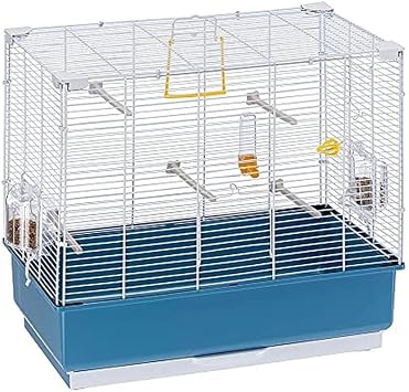 Ferplast Vogelkäfig Piano 4, Kanarienvogelkäfige, Kleiner Vogelkäfig, mit Vogelhäuschen, Vogeltränke, Wasserspender, 59 x 33 x H 55 cm, mit Zubehör, Abbnehmbarer Napf