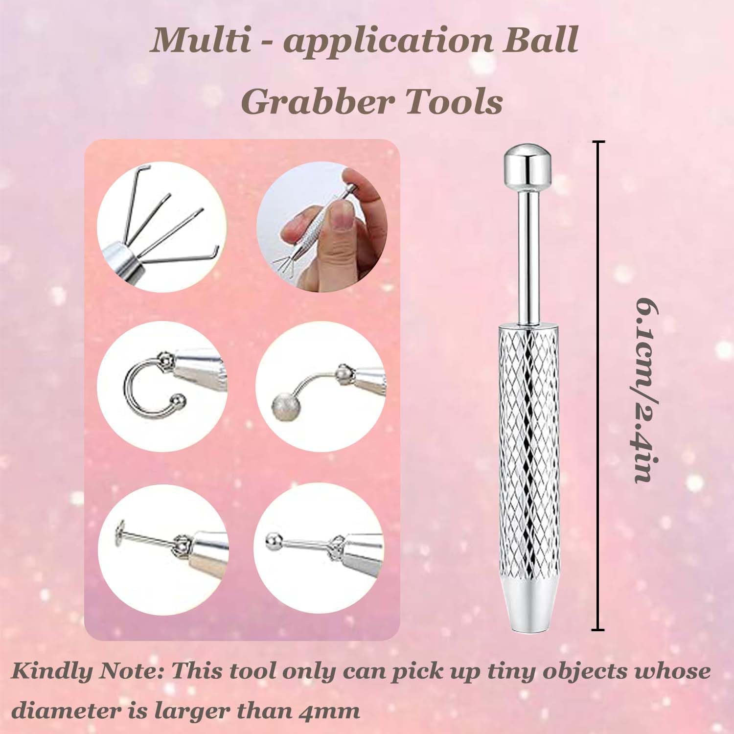 Piercing Taper Ball Grabber Tool for- 14G 16G 18G 20G Piercing Taper Flat Back Earring Applicator Tool Threadless Insertion Pin Body Jewelry Stretching Kit for Ear/Nose/Navel/Nipple/Lip/Eyebrow/Tongue