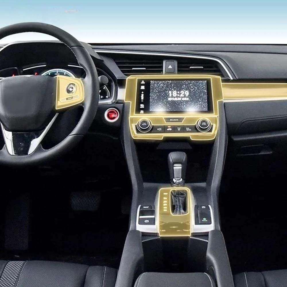 Película protectora de TPU transparente para consola interior de Honda Civic 2016-2020 8