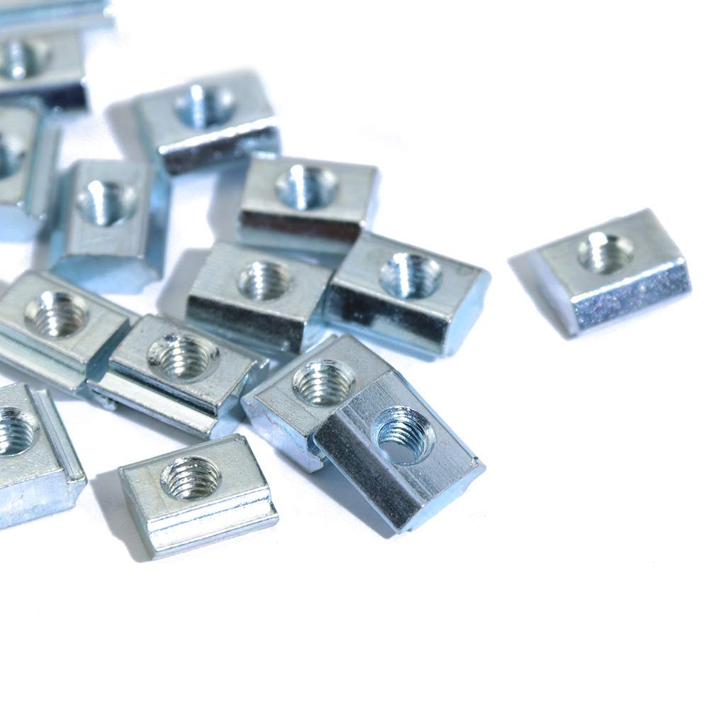 1000pcs 500 unids placa de zinc recubierta M3 M4 M5 ranura T bloque t tuerca deslizante for 2020 Perfil ranura T Tuerca extrusiones de aluminio DUO ER (Size : 20S M4 500PCS)