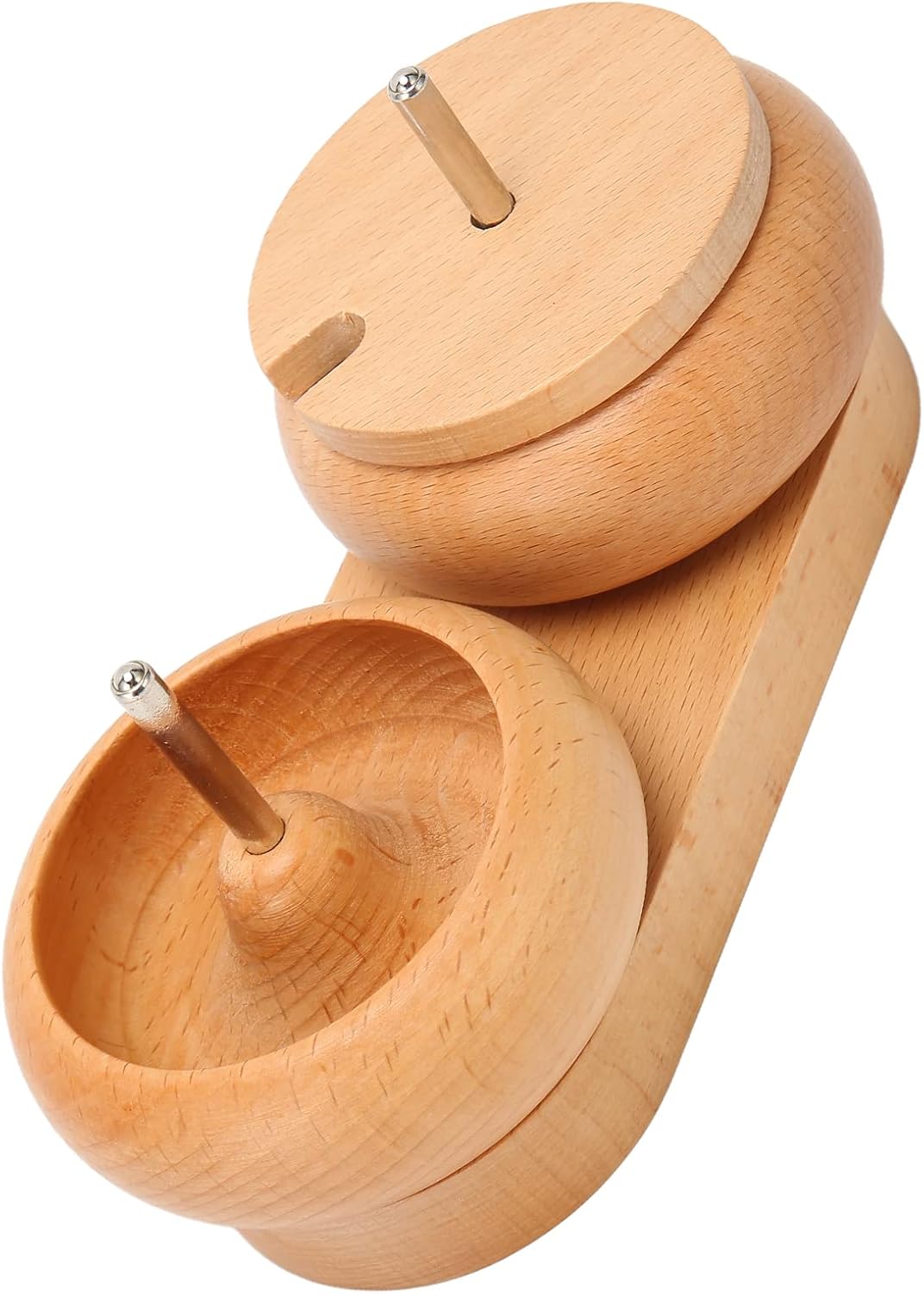 YuRui TENG Bead Spinner Bowl with Cover, Stable Oval Base and Metal Shaft, Wood Material, DIY Tool for Making Bracelets Necklaces and More, Includes 2 Beading, 1 String Roll, 1 of Beads