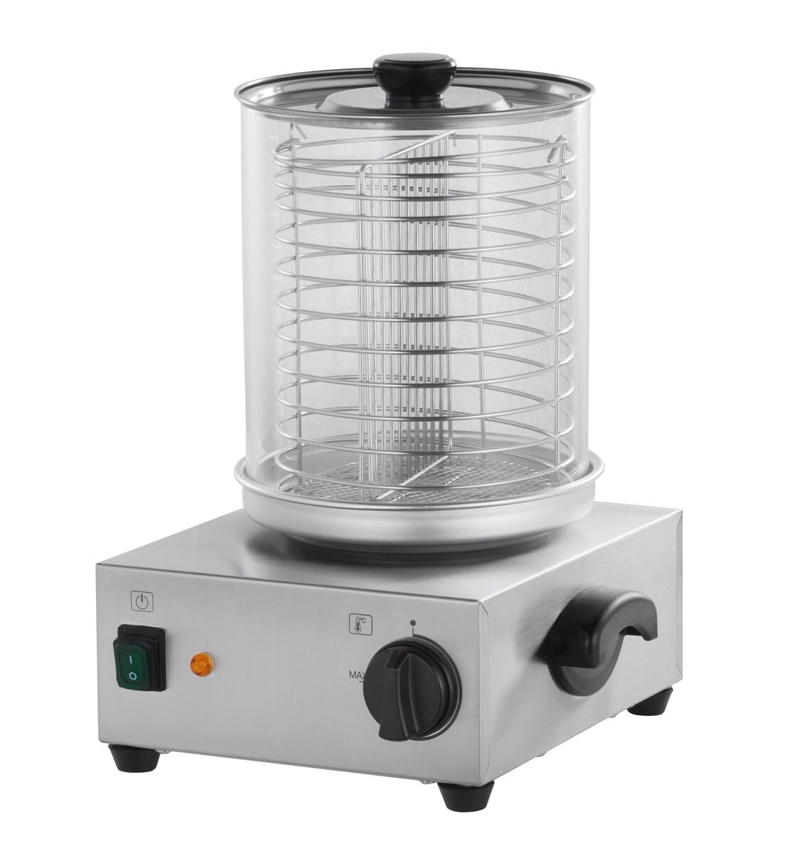 GastroHero Wurstwärmer Edelstahl Glaszylinder Ø200 mm Hot Dog Maker mit Temperaturregler 300 W Würstchenwärmer Gastro
