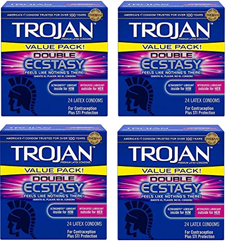 Condoms Double Ecstasy Lubricated, 4 Boxes (24 Count)
