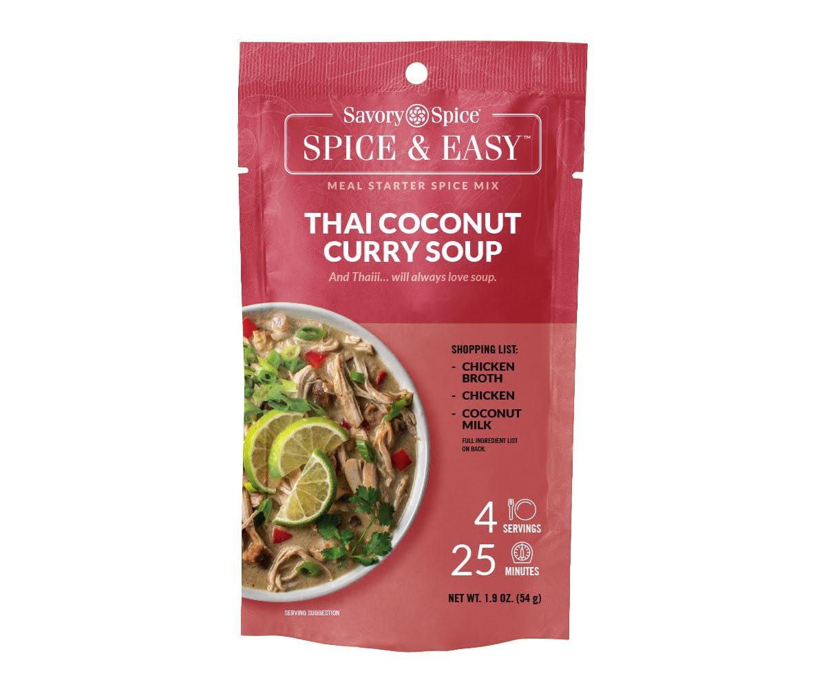 Savory Spice Thai Coconut Curry Soup Spice & Easy (1.9 oz) - Authentic Tom Kha Gai Soup Mix