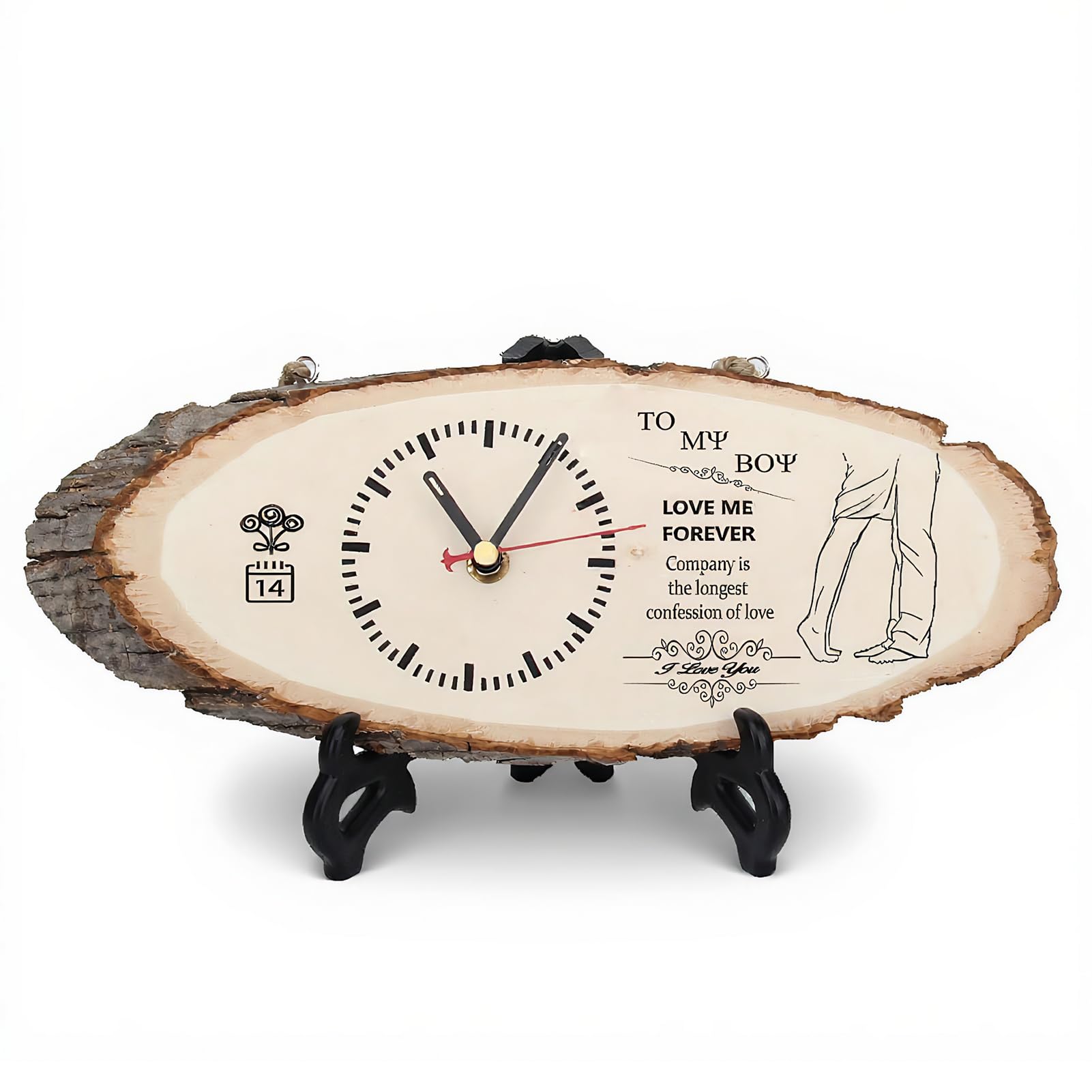 PIXZCSA Wooden Clocks for Creative Clock Ornament Handmade Couple with Solid Color Multifunctional - Ideal Home Decoration, Style 2