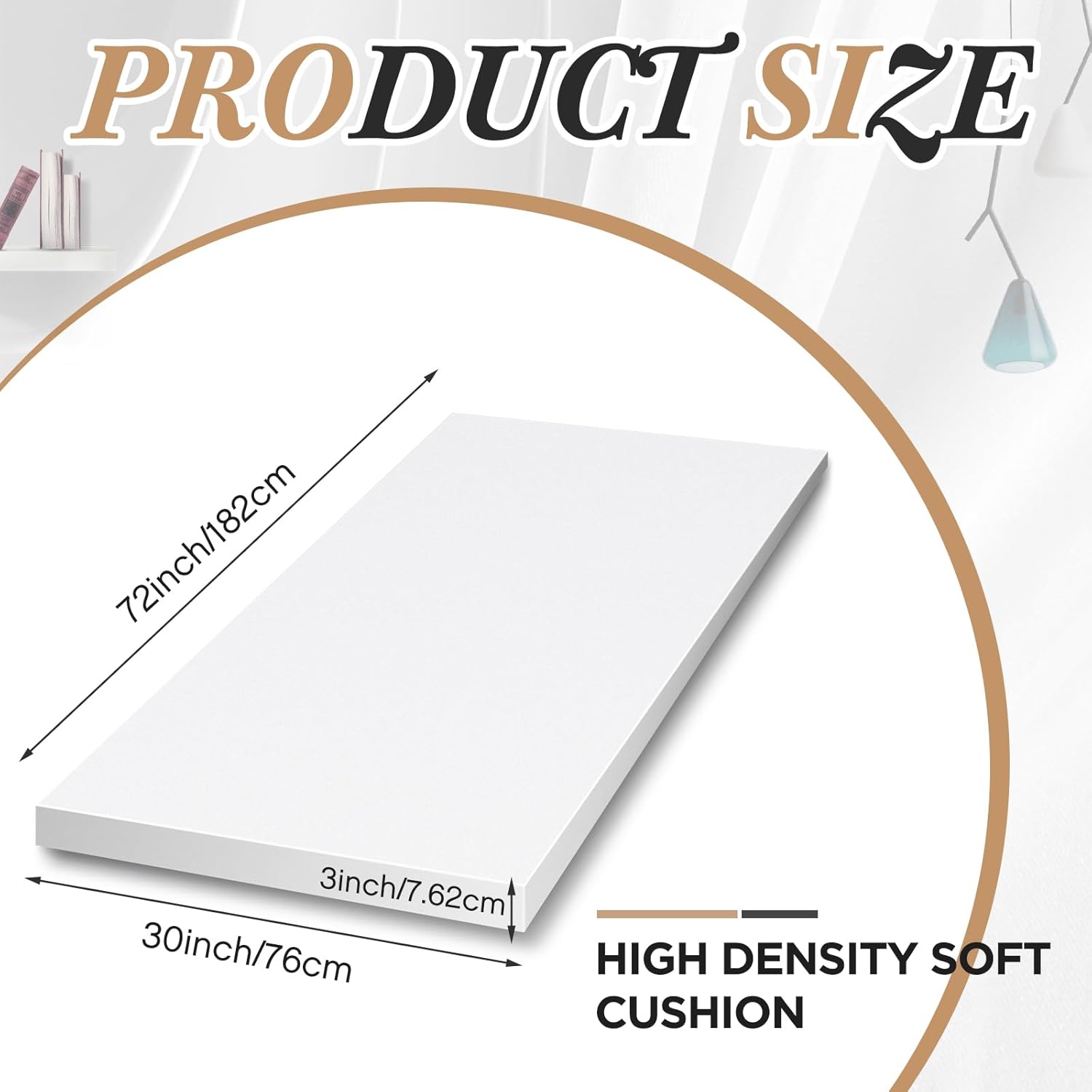 Domensi High Density Upholstery Foam Cushion 30 x 72 x 3 Inches Foam Pad for Couch Seat Replacement Chair Sofa Mattress DIY Craft