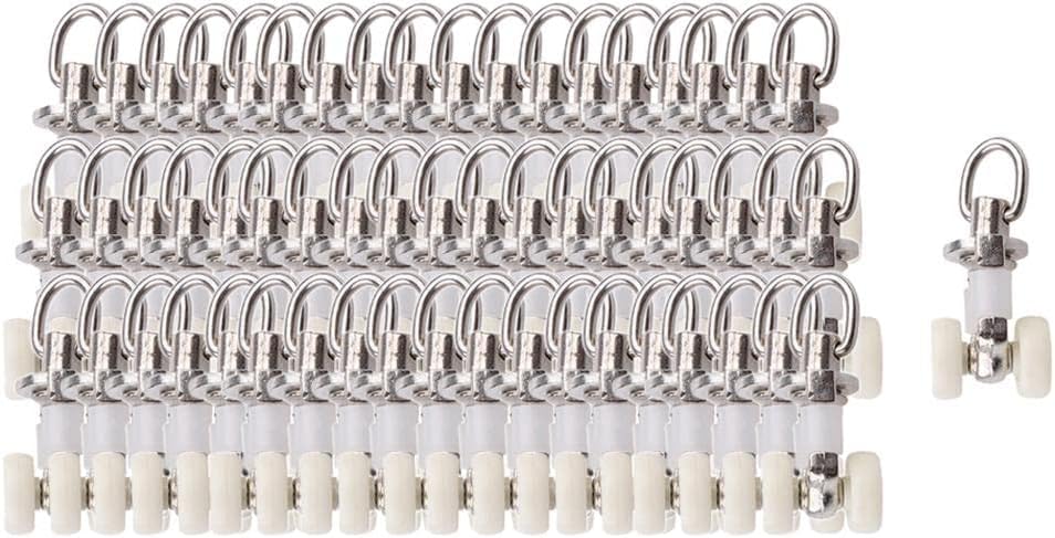 CALANDIS™ 20/30/40/60Pieces Alloy Curtain Track Glider Rail Slide Wheels Roller 60pcs | Curtain Rods & Finials | Window Treatments & Hardware