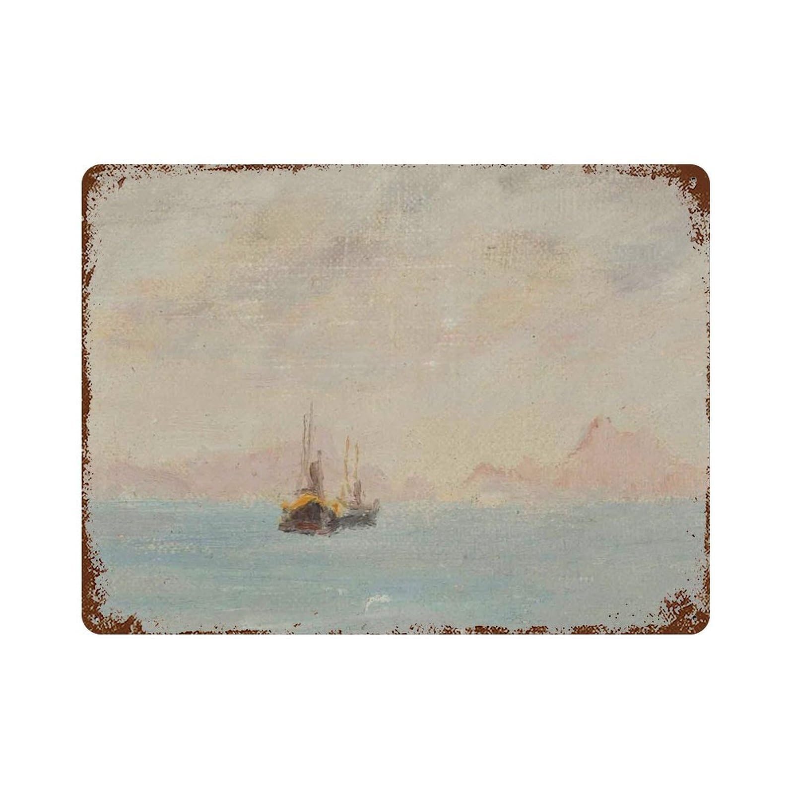 xiaoxiaoshen Vintage Sailboat Oil Painting_nautical Seascape Art Wall Decor Art Metal Tin Poster Modern Home Decor Art Home Bar Shop Decorations Vintage Sign 30x40cm