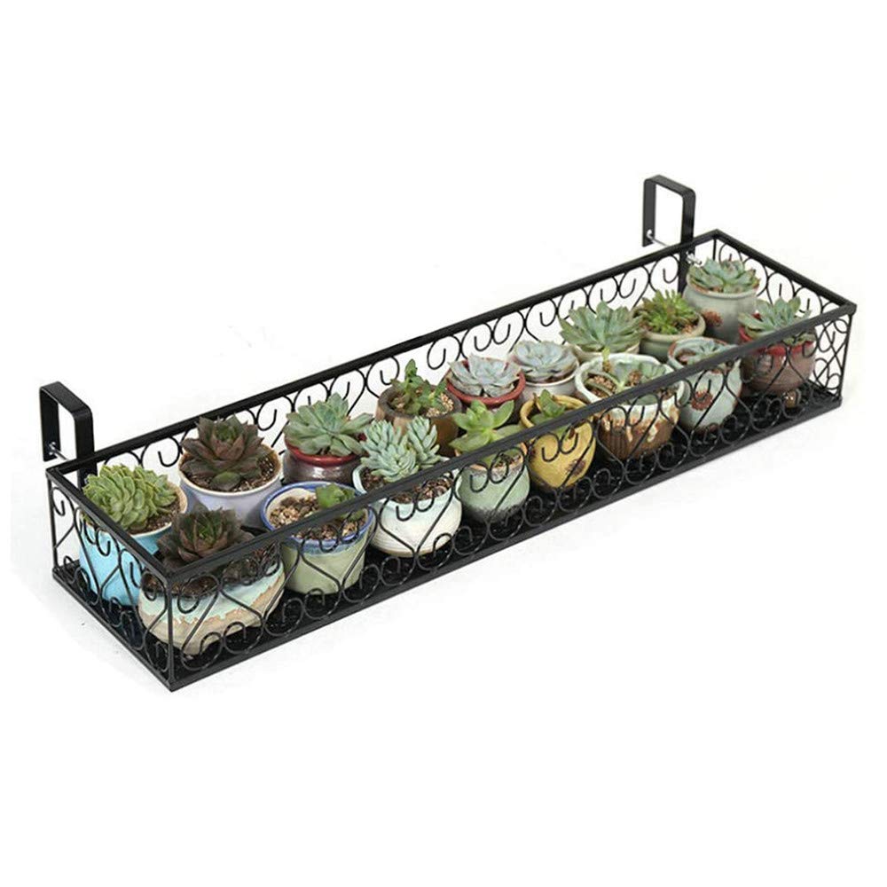 EuropeanStyle Stojak na kwiaty z kutego żelaza, trwały wiszący stojak na rośliny na balkon i wystrój ogrodu, 100 x 20 x 12 cm, idealny dla miłośników roślin