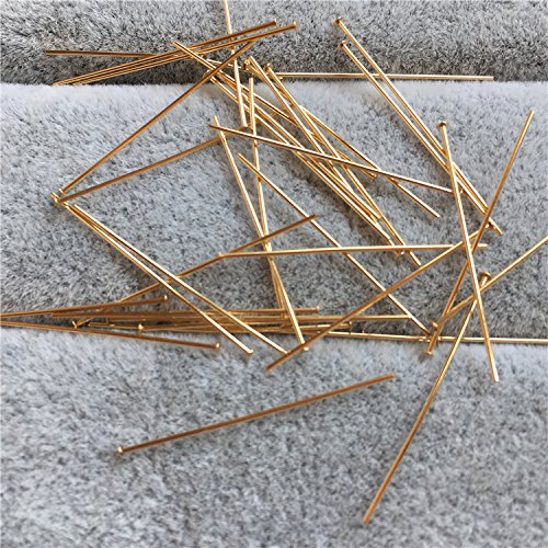 200 PCS Flat Head Pins Jewelry Making Needles Earrings Pearl Beading Findings Bracelets Necklaces Beads Connector Accessories Materials (KC Gold, Head Pin 40 mm)
