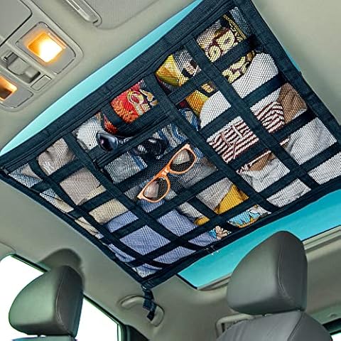 Car Ceiling Cargo Net Pocket, New Upgraded Strong Bearing Capacity Roof Cargo Net, Storage Net for Road Trips, Car Camping Essentials Cover