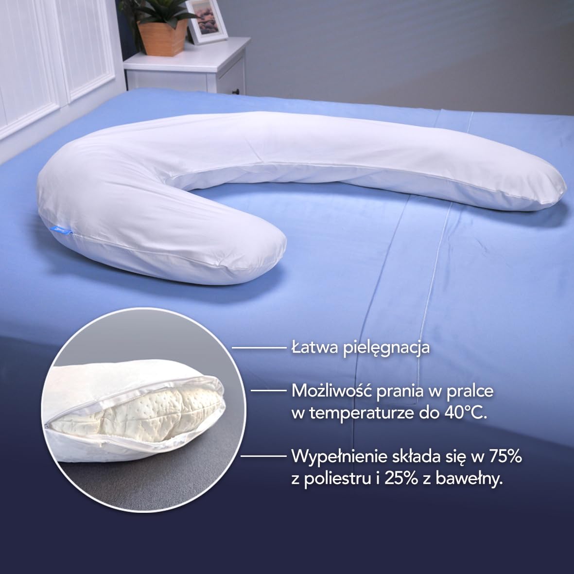 Poduszka Ciążowa z Podparciem dla Całego Ciała - Ergonomiczna Poduszka Podpierająca Oddychający Materiał - Ortopedyczna Poduszka Można Prać - XL 132 x 63,5 x 15 cm