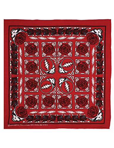 Sunshine Joy Grateful Dead Skull & Roses Bandana Red