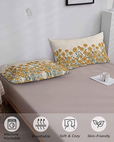 Miniatura 5 de Fundas de almohada de tamaño King con flores de crisantemo, fundas de almohada suaves decorativas para sofá de cuerpo largo con cierre de sobre,