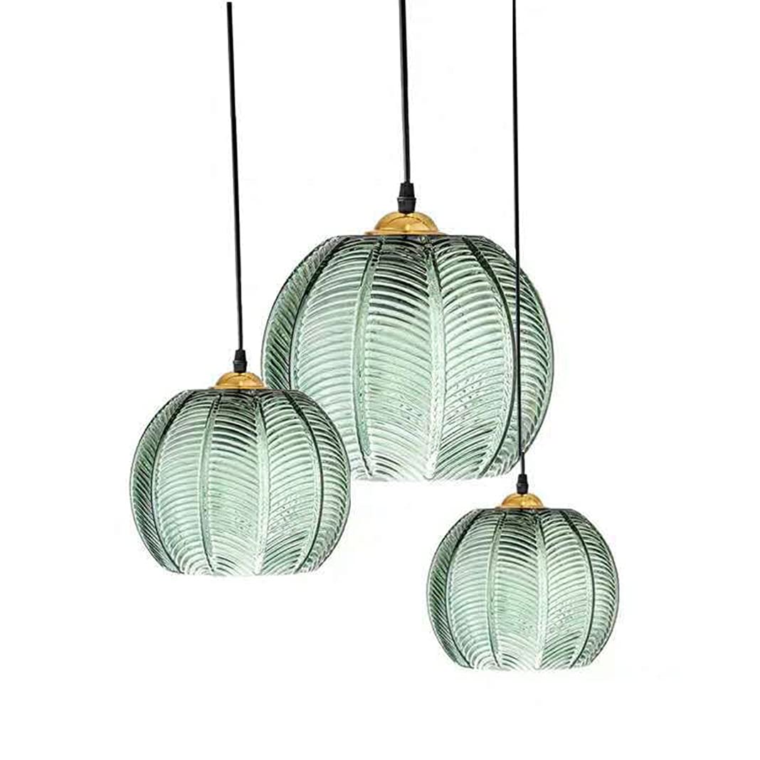 Suspension Avec Abat-jour En Verre Vert En Forme De Feuille De Lotus - 2pcs Industriel Vintage Lampe Suspendue Cuisine Bar - SMOTOP - Maison