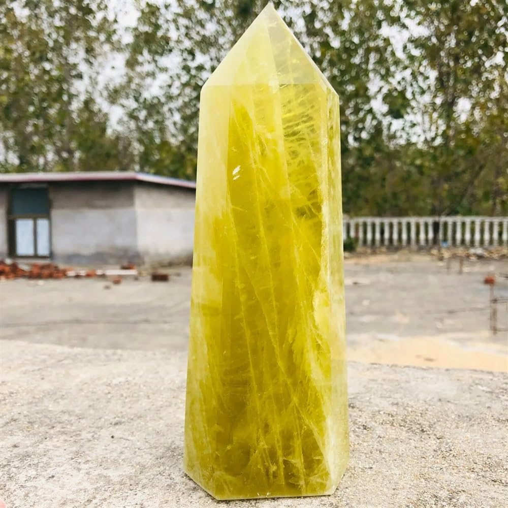 LLBOGRGGN Beautiful Yellow Crystal Obelisk Column Ornaments (Size : 900-1000g)