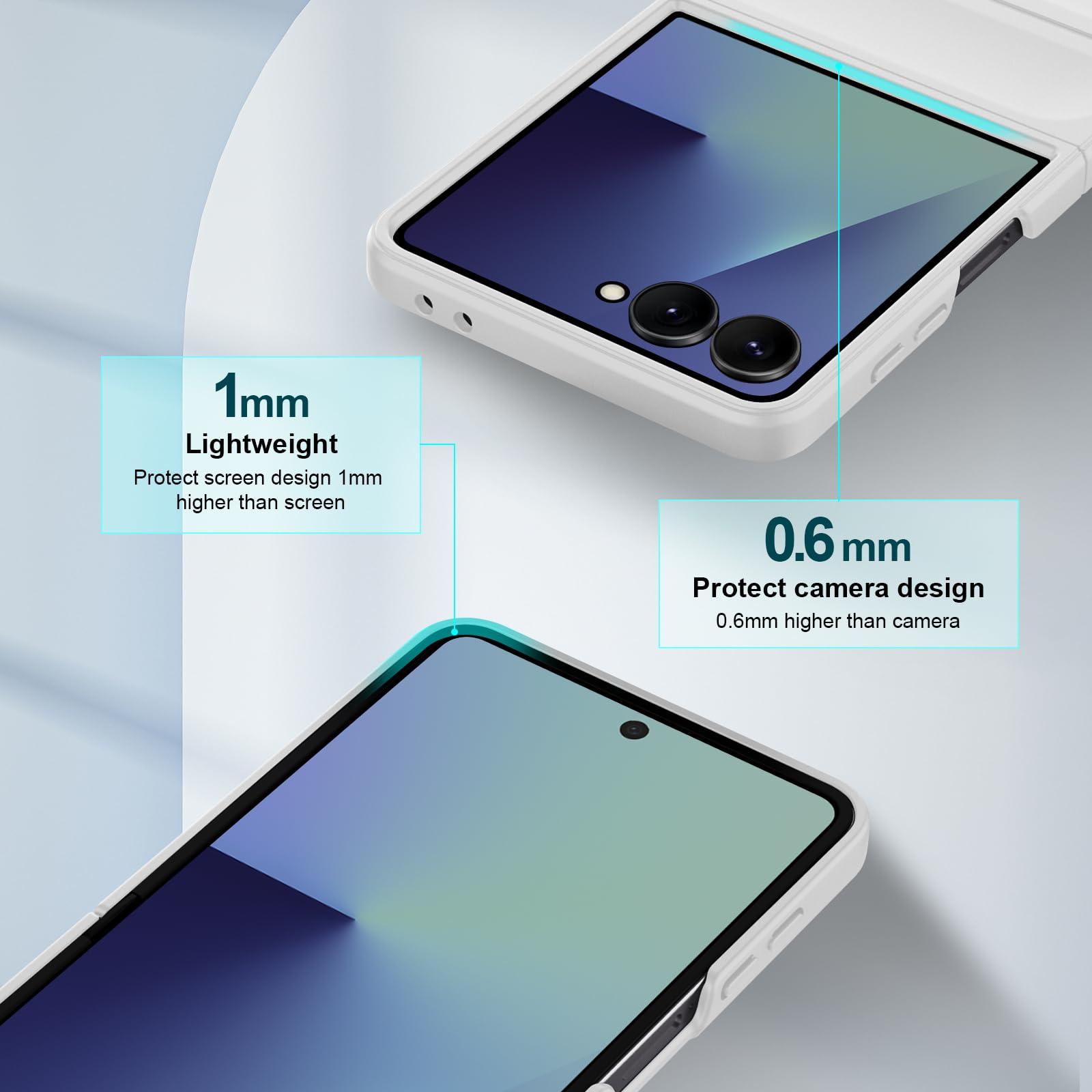 Case for Samsung Galaxy Z Flip 7, Hard PC Slim Fit Bumper Case, Anti-Scratch Shockproof Protective Phone Cover, White — view 6