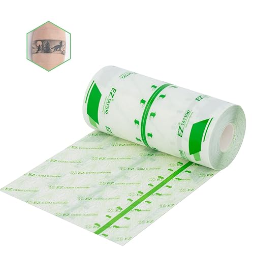 EZTAT2 Rollo de película Derm transparente para cuidado posterior de tatuajes, vendaje impermeable, 6 pulgadas x 10.9 yardas, envoltura adhesiva