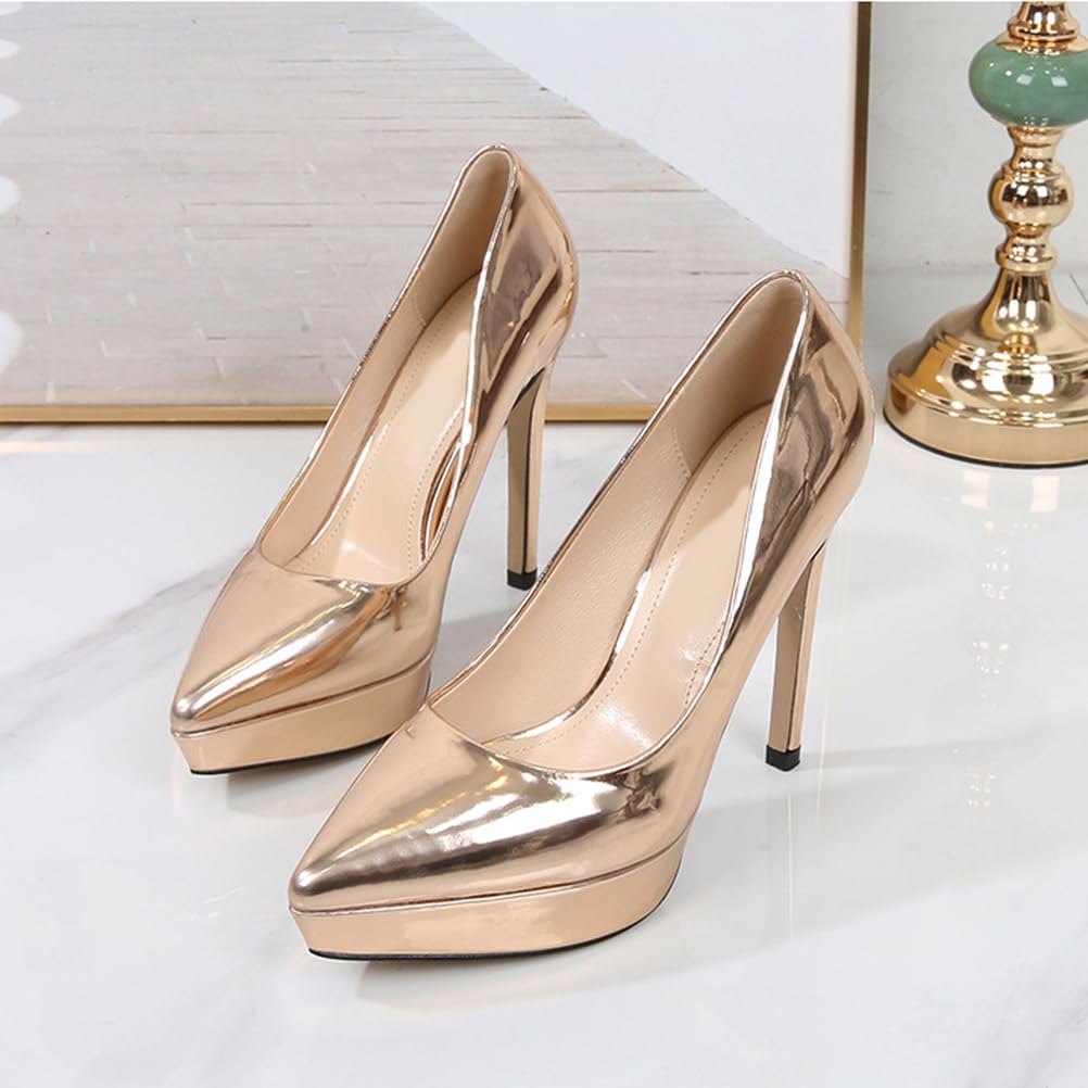 Scarpe con Tacco Alto e Plateau per Donna | Eleganti décolleté a Punta Slip-on per Matrimoni, Serate in Discoteca, Feste serali e Cerimonie per Adulti