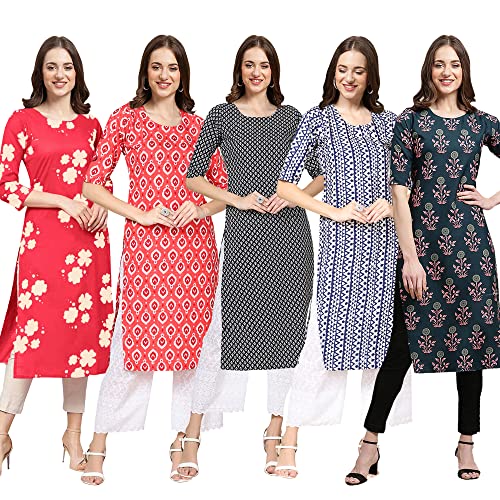 Image of Pinkmint Women's Crepe Digital Print Straight Kurta (D-353-345-369-360-370)