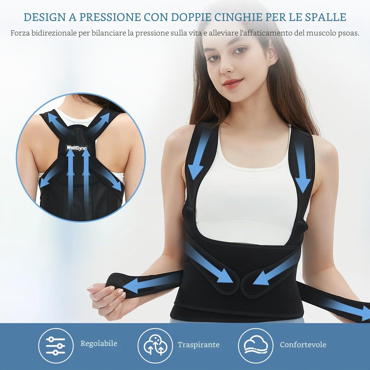 Correttore Posturale Spalle Schiena, Busto Correttore Posturale per Donne Uomini Regolabile Fascia Posturale Spalle e Schiena Invisibile Sotto i Vestiti Schiena Dritta Alleviare Collo Spalle