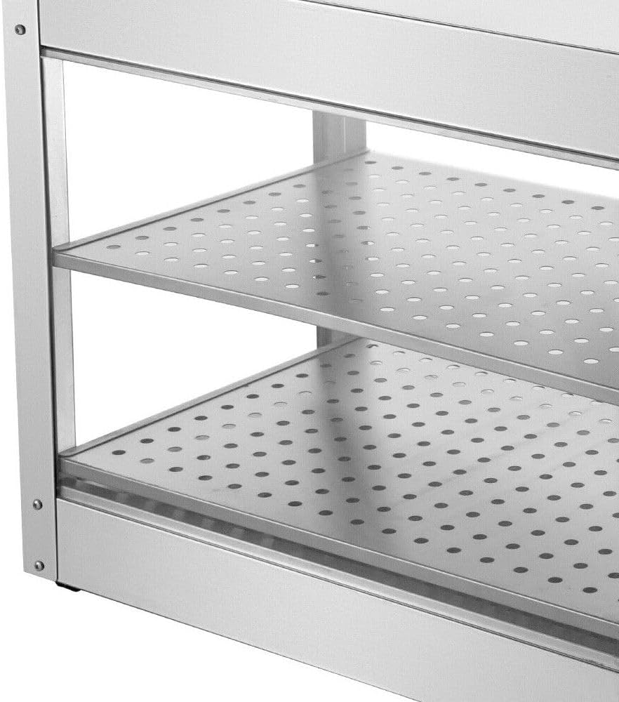 Commercial Food Warmer with 2 Stainless Steel Display Boxes, 800W Adjustable Thermostat - Perfect for Cafeterias & Bakeries, Keeps Food Hot & Fresh