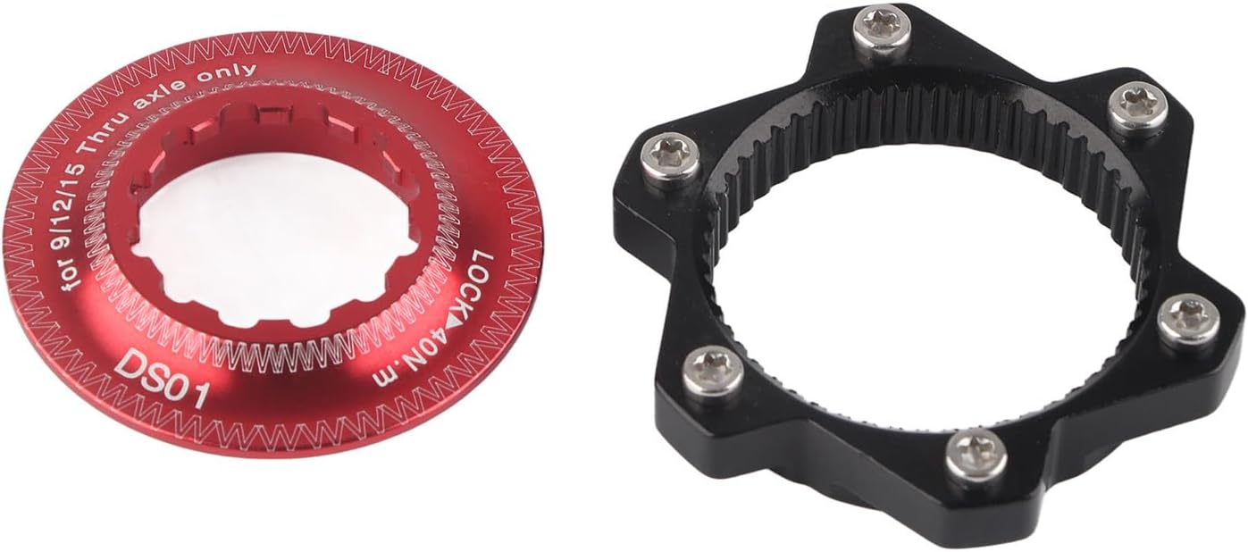 VGEBY Disc Brake Center Lock, Hub Adapter Aluminum Center-Lock hubs 6 Bolts Disc Rotor Adapter Set Accessory(Red+Black) Centerlock Adapter Centerlock Adapter