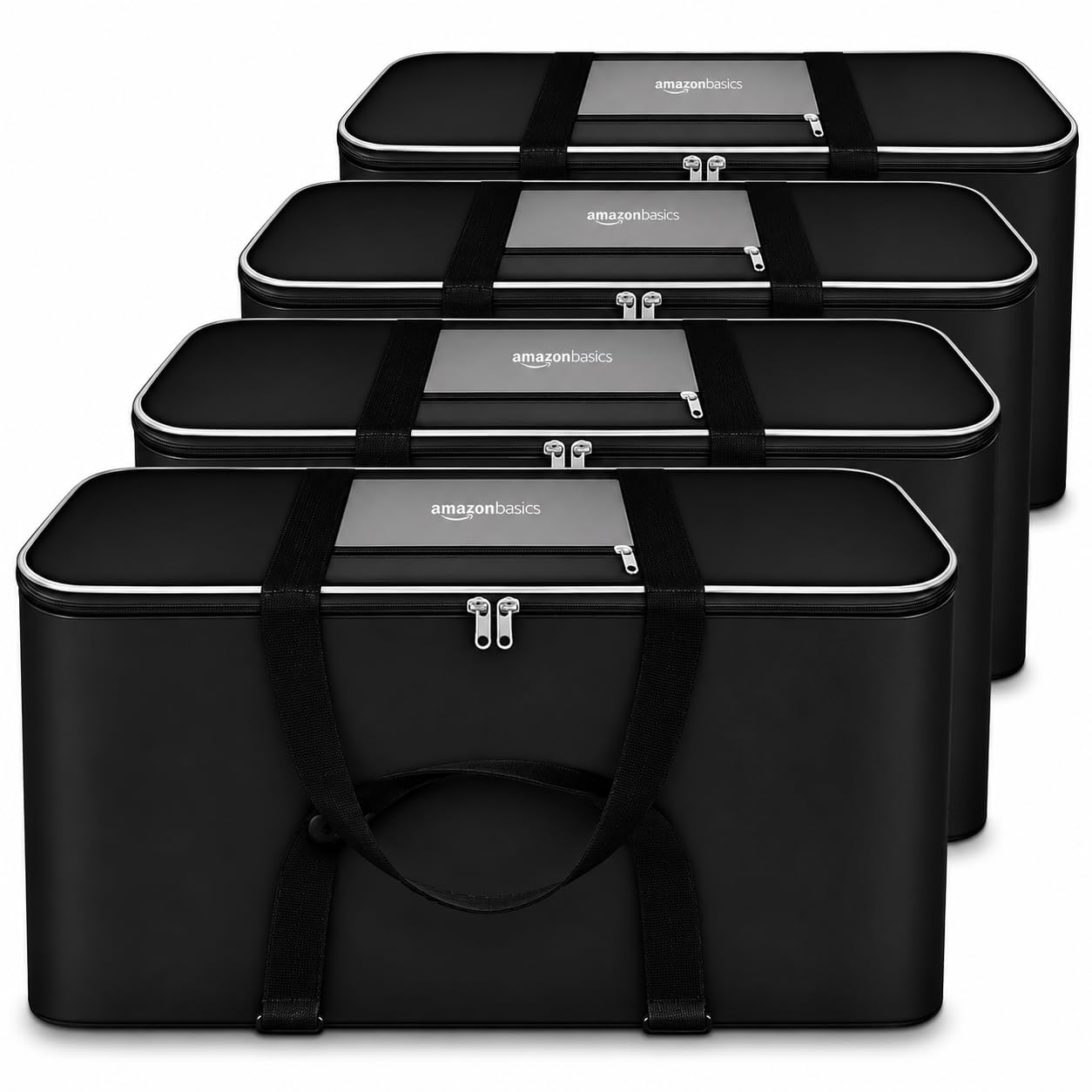 amazon basics 69L Large Storage Bag (Pack Of 4)| Moisture Proof Nylon Big Storage Bag For Clothes With Wide Handles | Wardrobe Packing Container for Winter Blankets | 54x46x28 cm | Grey-image-19