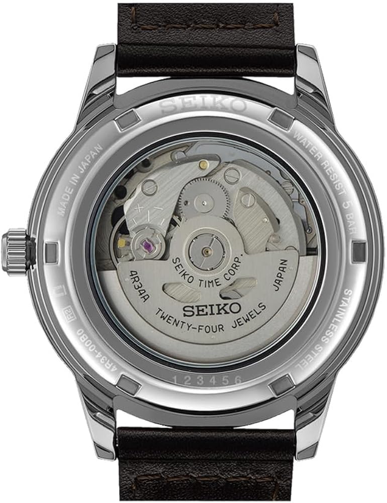 Amazon.com: SEIKO Men's Satin Black Dial Brown Grained Leather