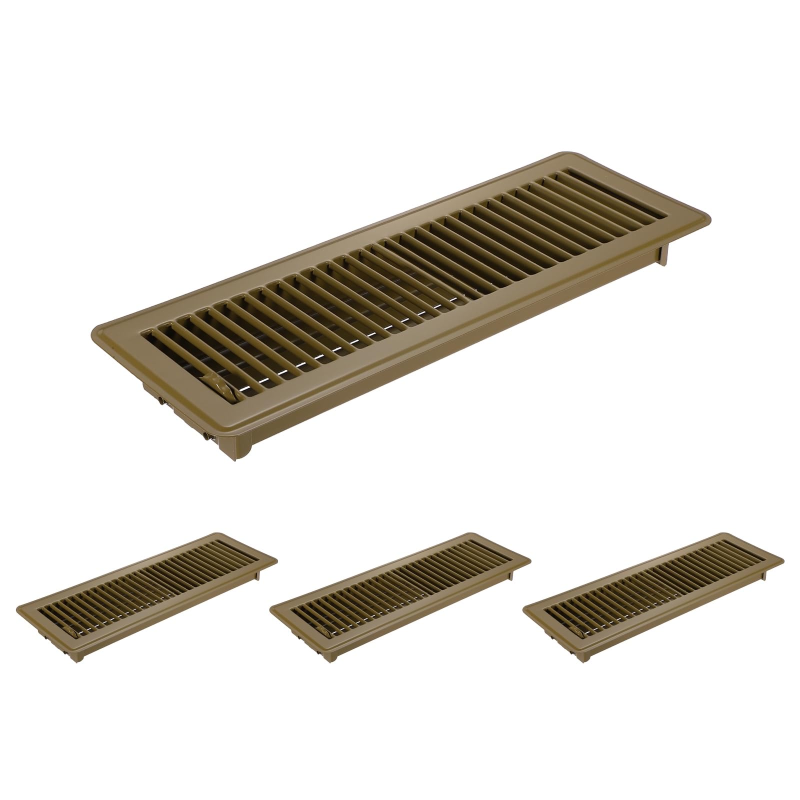 PATIKIL 4x14 Inch Floor Vent Covers, 4 Pcs Floor Registers Heavy Duty Metal Walkable Air Vent Covers Easy Adjustable Air Supply Lever for Home Office Wall Ceiling Grilles, Brown