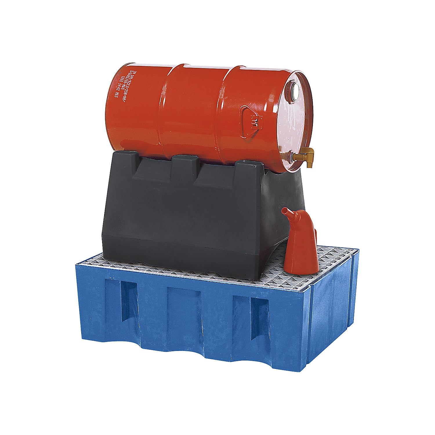 kaiserkraft | PE-Auffangwanne für 60-Liter-Fässer | Auffangvolumen 60 l | Boden- / Paletten-Wanne | mit verzinktem Gitterrost