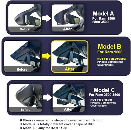 Miniatura 2 de Fitcamx Cámara de tablero 4K adecuada para RAM 1500 TRX Classic 2019 2020 2021 2022 2023 Rebel Big Horn Laramie Tradesman (Modelo B), aspecto OEM,