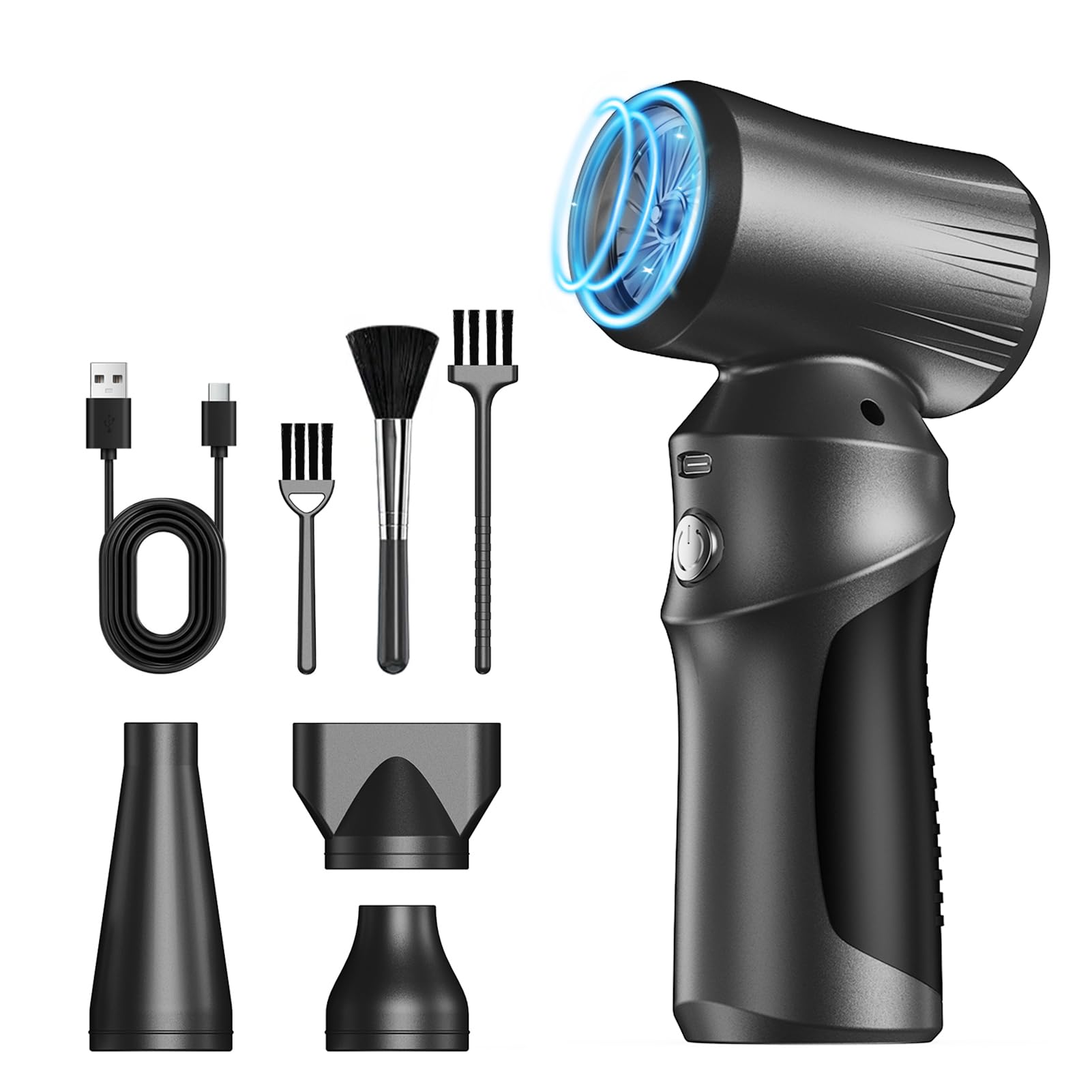 Electric Dust Blower, 150000 RPM Super Power Air Duster, 3 Speed Mini Blower with 6000mAh Battery, Dust Blower Set for PC/Car Cleaning-picture-13