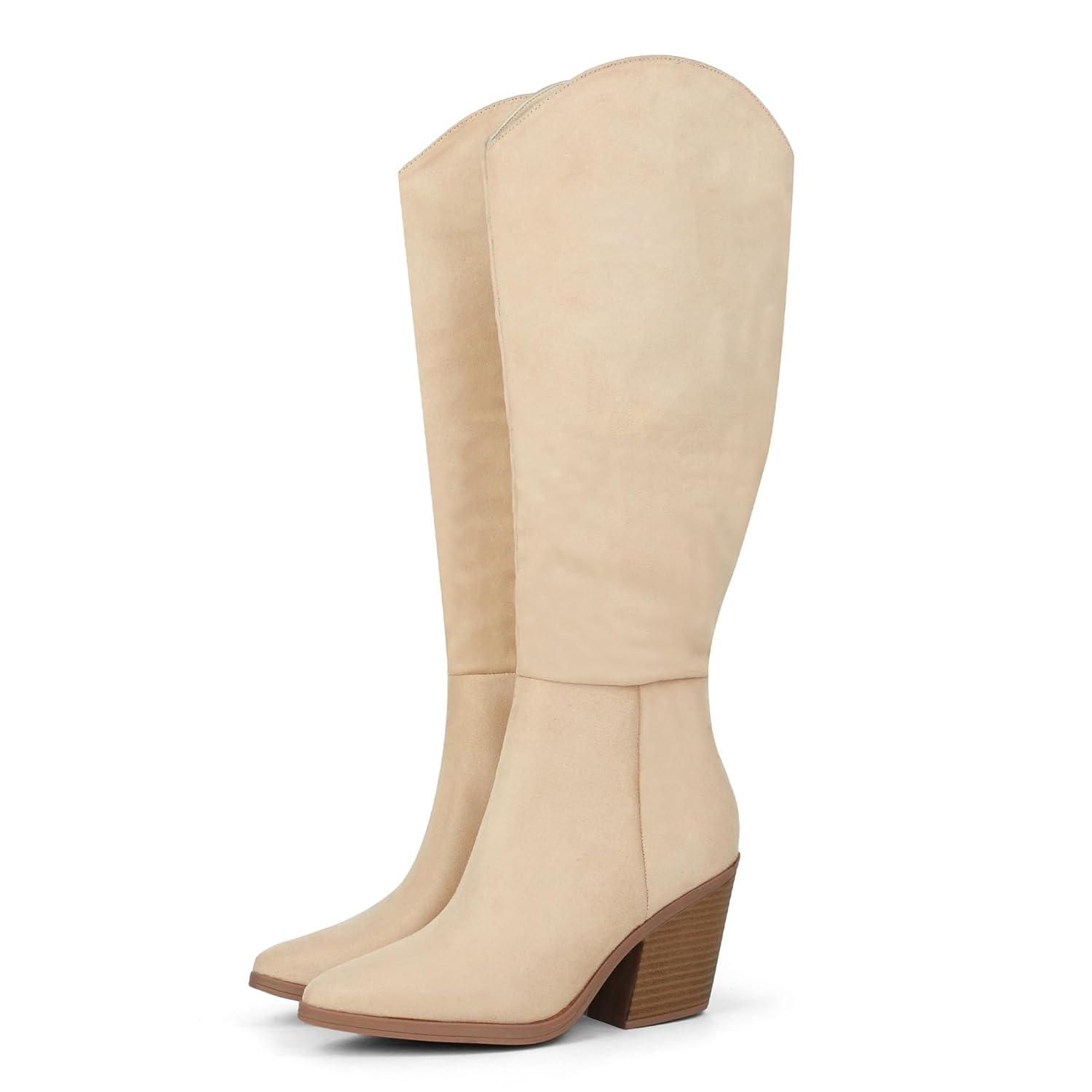 Hawkwell Suede Knee-High Boots Fall Boot For Women Chunky Block High Heel Classic Slouch Fashion Point Toe Side