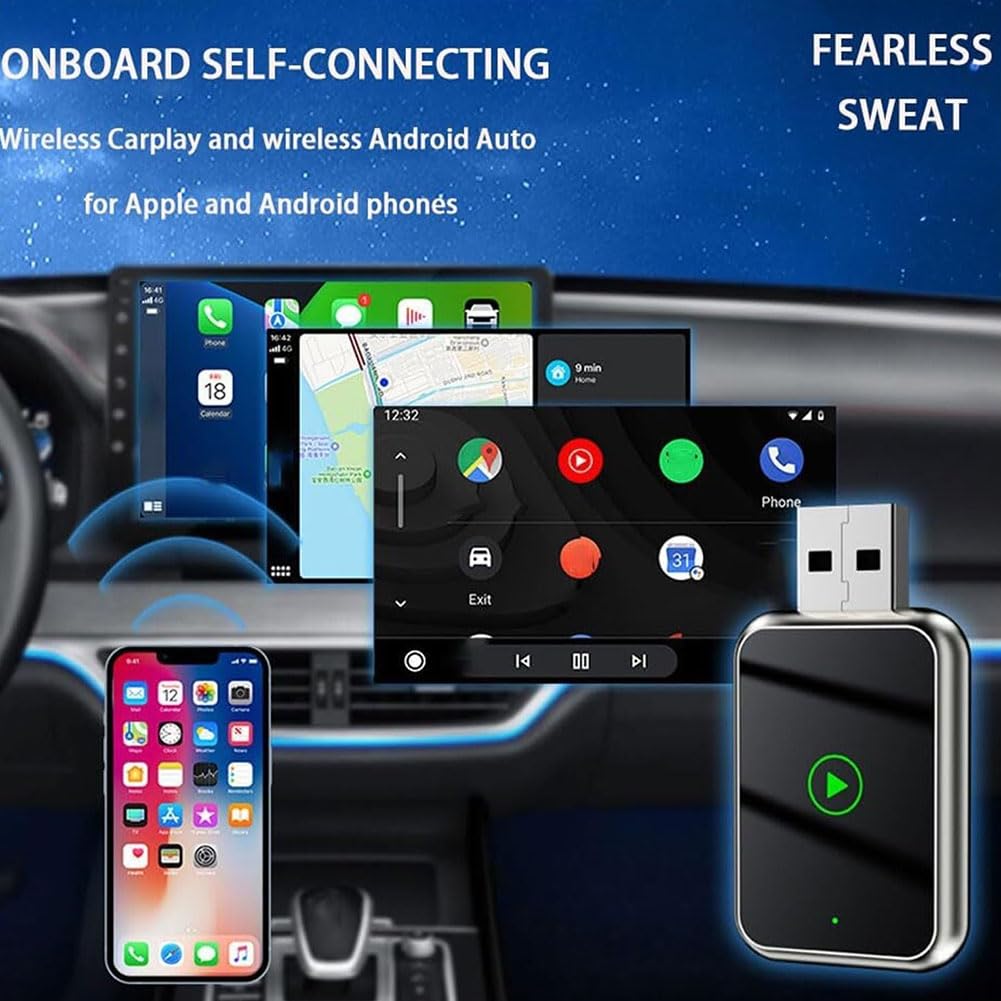 Adattatore Wireless Carplay per Citroen C3/C4/C3 Aircross/C5 Aircross 2017-2024, Adattatore Wireless 2 in 1 Auto CarPlay e Android, Converte Cablato Wireless, Plug Play,Black