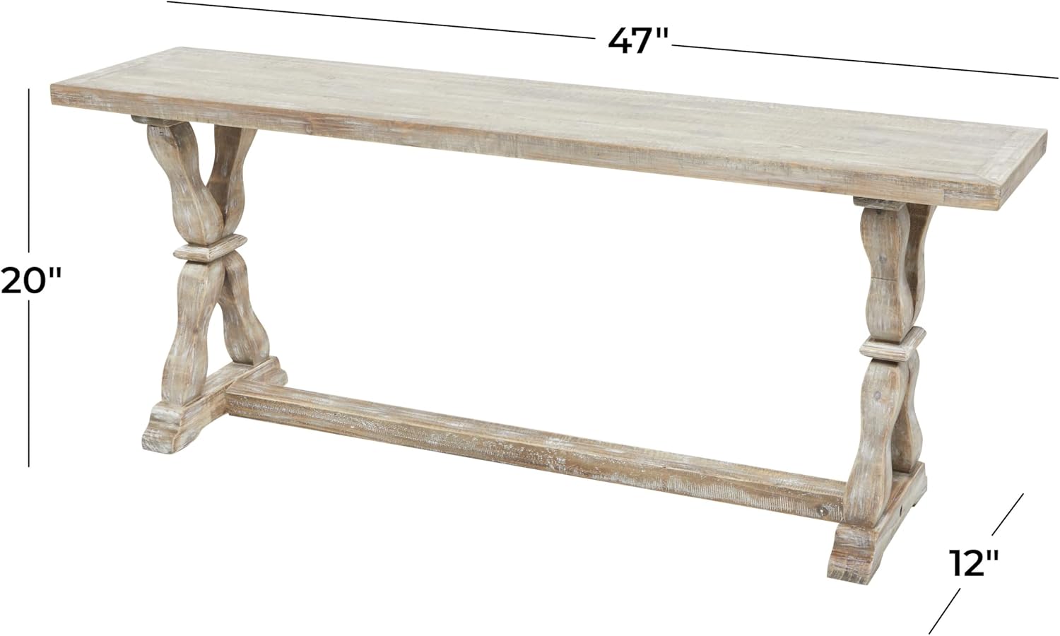 Deco 79 Farmhouse Wood Entryway Bench, Brown, 47" x 12" x 20"