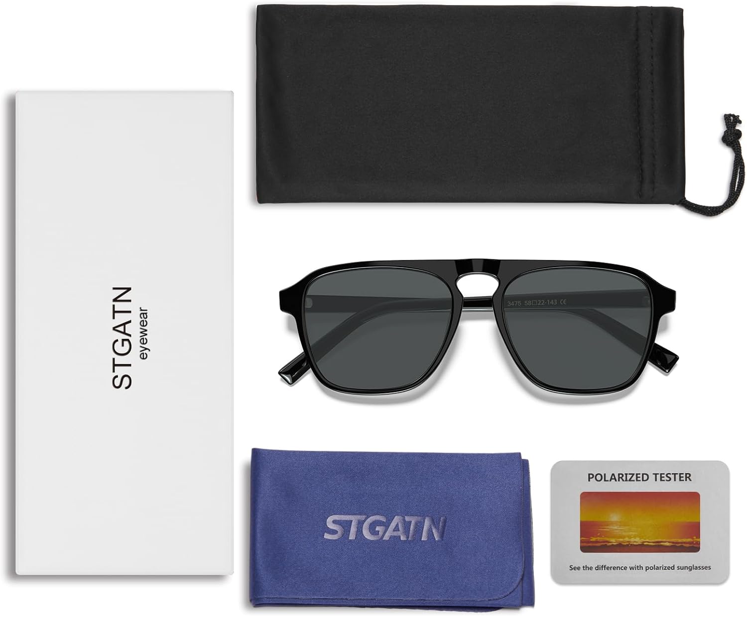 STGATN Retro Square Aviator Polarized Sunglasses for Men Women UV Protection Shades Classic Driving Glasses ST3475 - Image 7