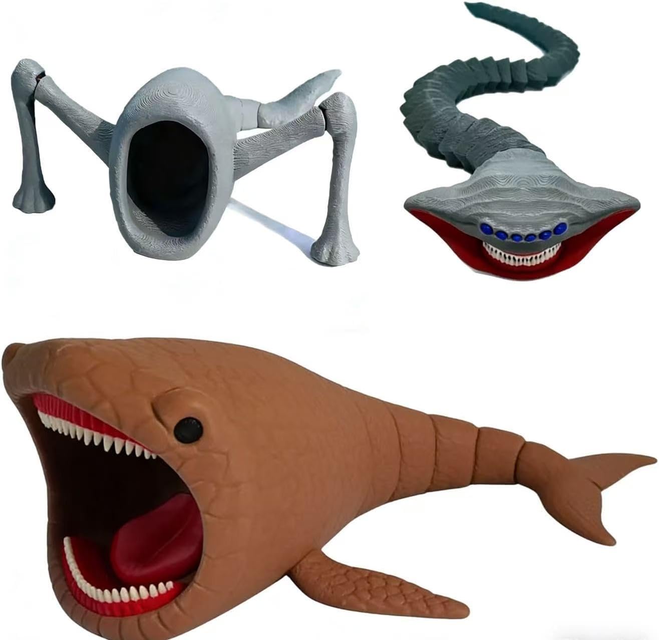 3D Printed Articulated Deep Sea Monster Toy Series, Poseable Model Kit with Movable Joints, Creative Collectible for Kids & Adults, Unique Ocean Creature Action Figure (A)