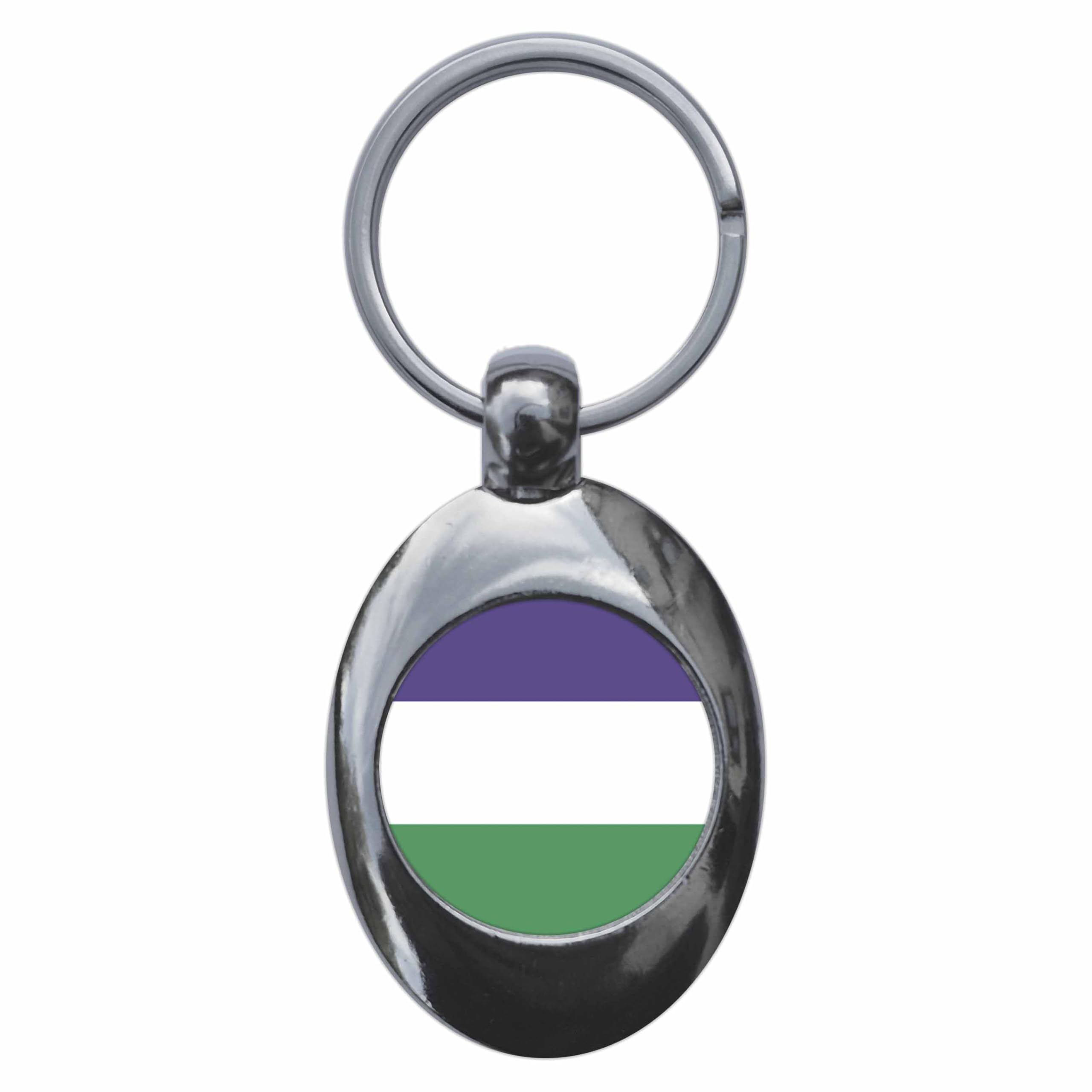 Ozorath SUFFRAGETTE FEMINIST FLAG TROLLEY COIN KEYRING KEYCHAIN KEY RING CHAIN
