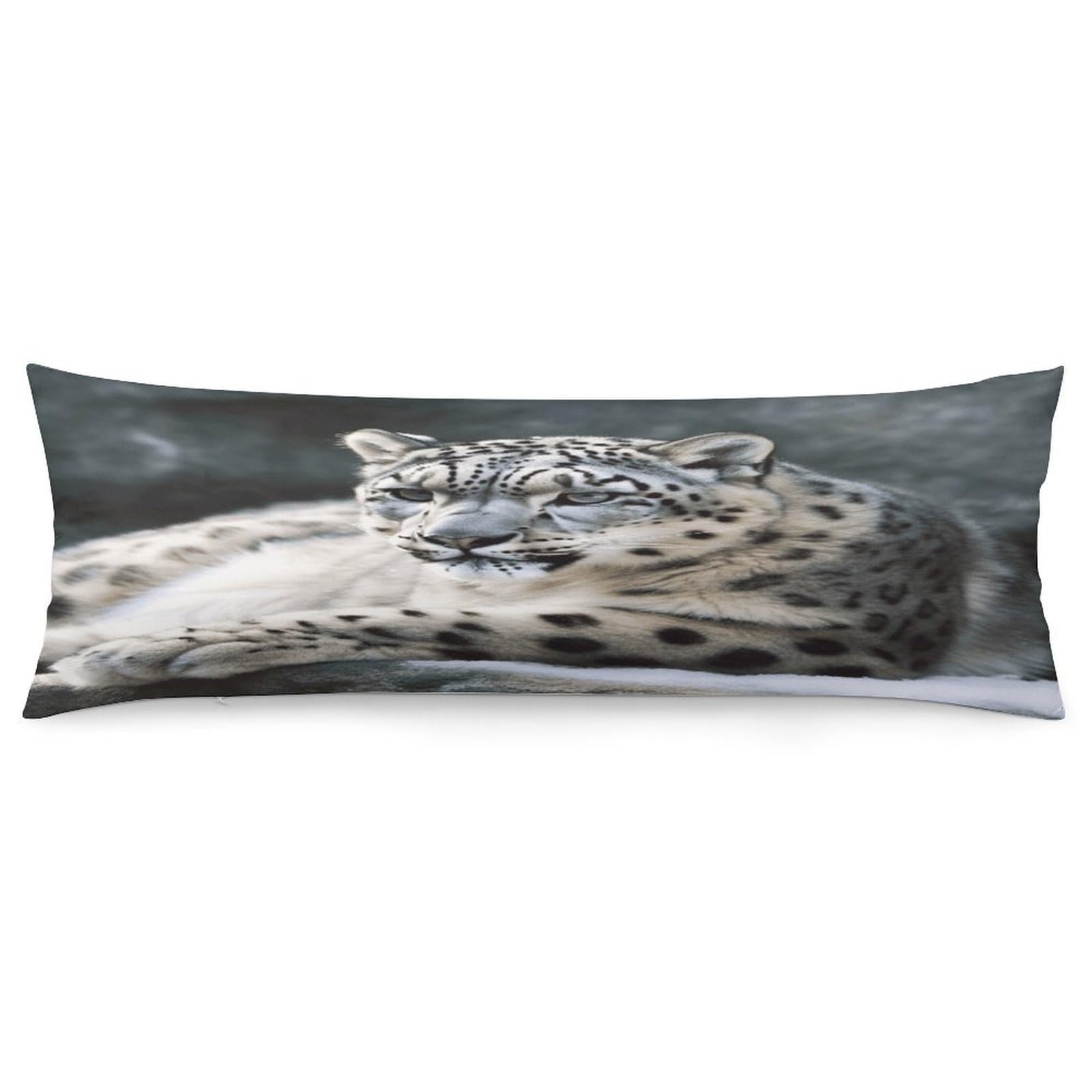 Snow Leopard Body Pillow Cover Luxury Long Body Pillow Pillowcase with Hidden Zipper Breathable Soft Cozy Pillow Case Wrinkle Fade Resistant Pillowcase 20''×54''