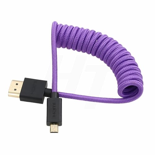 Miniatura 3 de Micro HDMI a HDMI 4K 8K 60p trenzado cable en espiral para Sony ZVE-10 A7S A7R Canon R10 R6 MKII Lumix Cámara SmallHD ATOMOS Ninja V Monitor tipo A