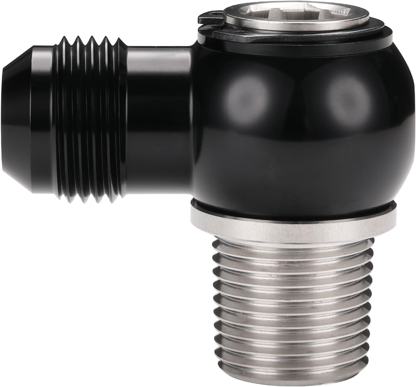 10AN Male Flare Banjo to 1/2 NPT Stainless Steel Banjo Bolt Assembly Fitting Adapter Black
